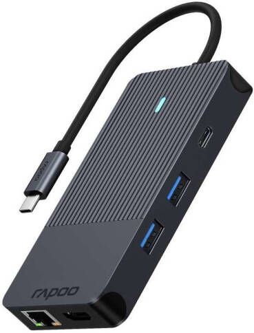 Rapoo USB-C Multiport Adapter 10-in-1 grijs Desktop accessoire Zwart