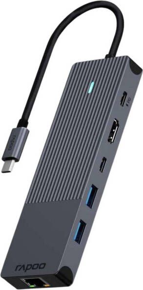 Rapoo USB-C Multiport Adapter 6-in-1 grijs Desktop accessoire Zwart