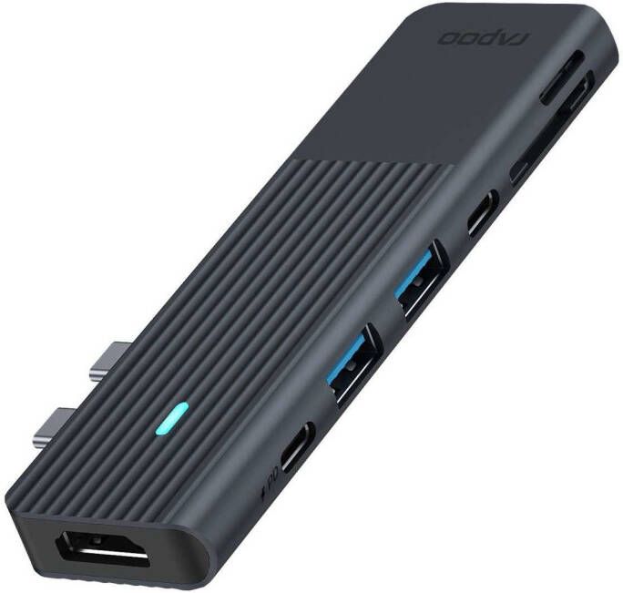 Rapoo USB-C Multiport Adapter 7-in-2 grijs Desktop accessoire Zwart