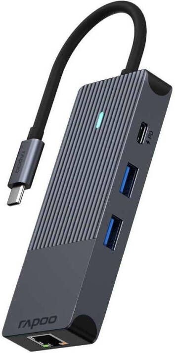 Rapoo USB-C Multiport Adapter 8-in-1 grijs Desktop accessoire Zwart