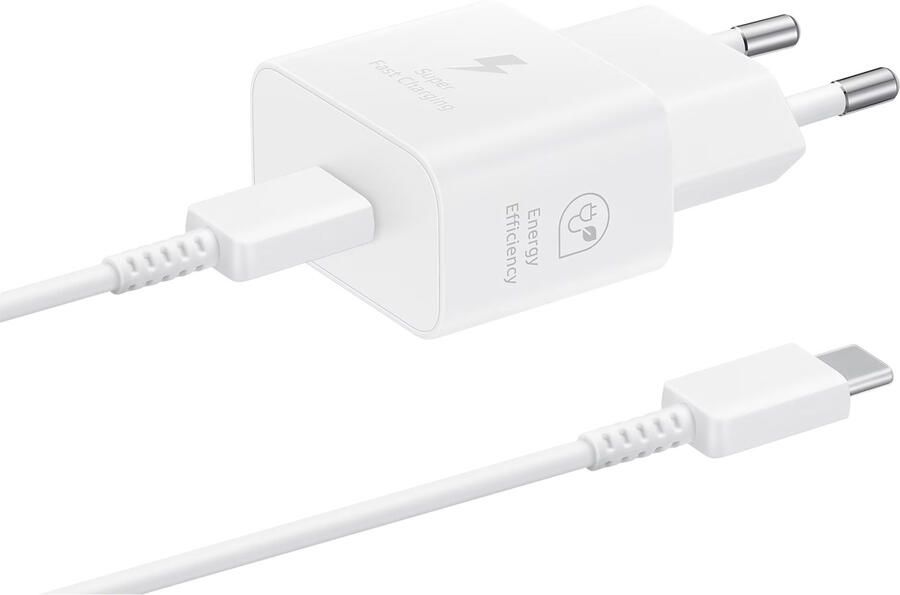 Samsung 25W Power Adapter met USB-C naar USB-C kabel Oplader Wit