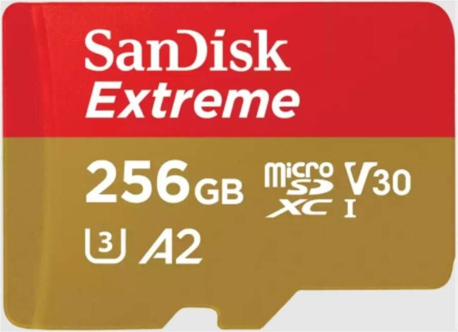 SanDisk MicroSDXC Extreme 256GB 190 130 mb s A2 V30 SDA Rescue Pro DL 1Y Micro SD-kaart Rood