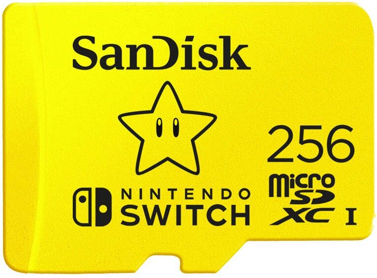 SanDisk MicroSDXC Extreme Gaming 256GB 100MB 90mb Nintendo licensed Micro SD-kaart Geel