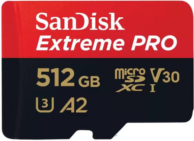 SanDisk MicroSDXC Extreme PRO 512GB 200 140 mb s A2 V30 SDA Rescue Pro DL 2 Micro SD-kaart Zwart