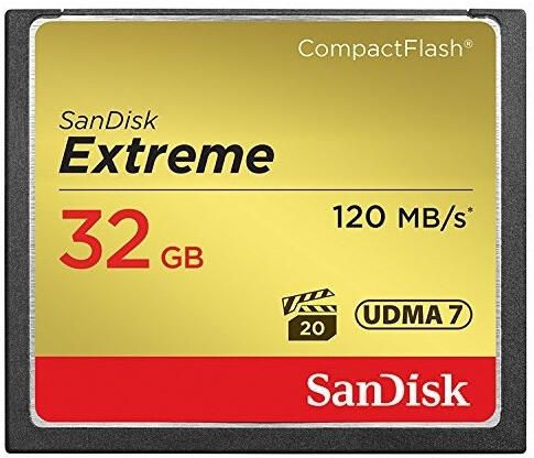 SanDisk CF extreme 32GB 120MB s read 85MB s write Compact Flash kaart Zwart