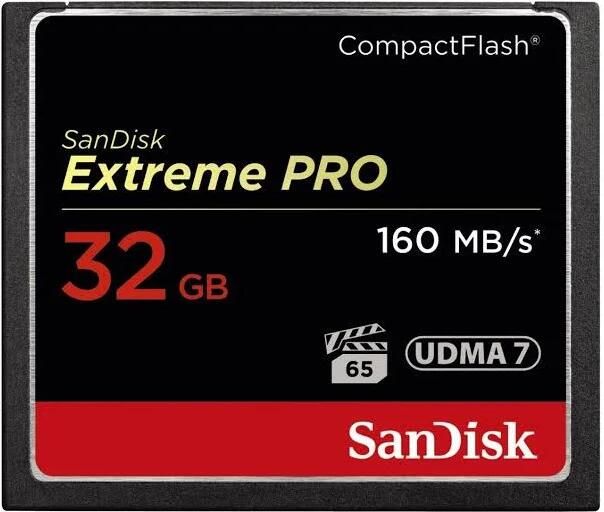 SanDisk CF Extreme Pro 32GB 160MB sec Compact Flash kaart