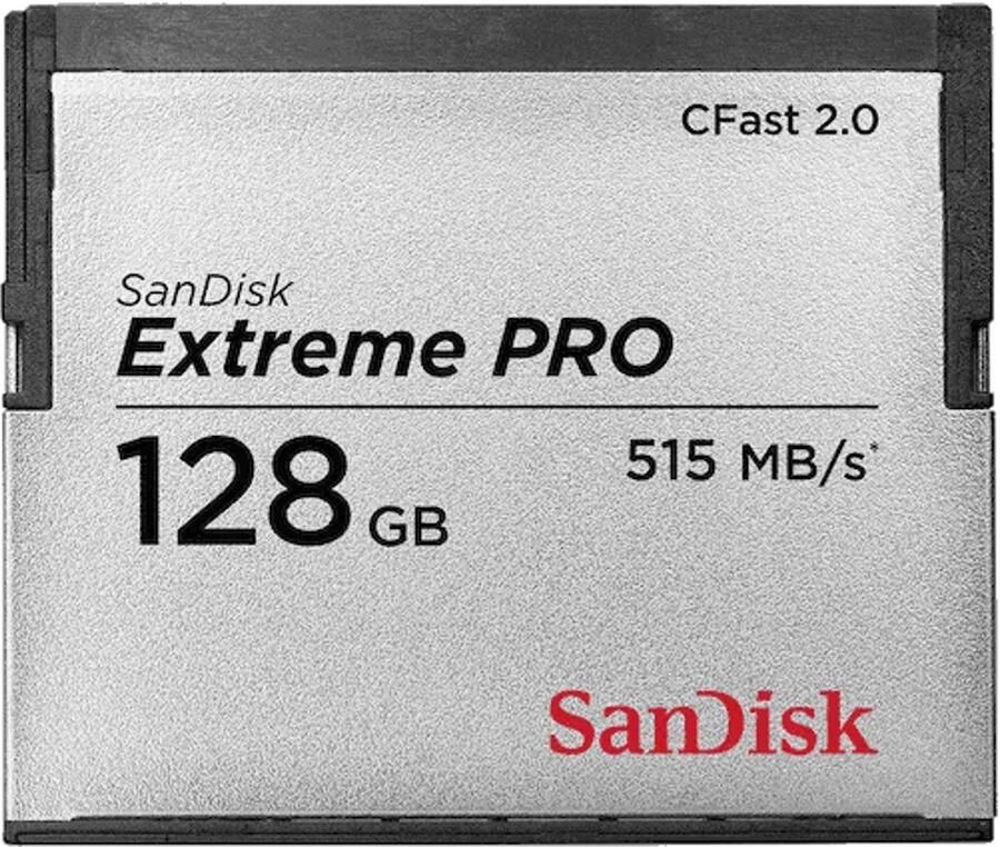 SanDisk Extreme Pro CFAST 2.0 128GB 525MB s VPG130 Compact Flash kaart Zwart