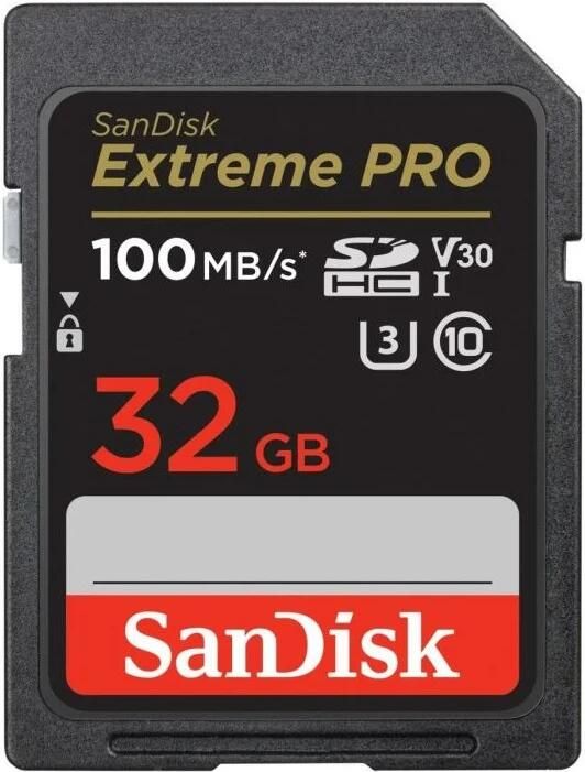 SanDisk SDHC Extreme Pro 32GB 100 90 mb s V30 Rescue Pro DL 2Y Micro SD-kaart Zwart