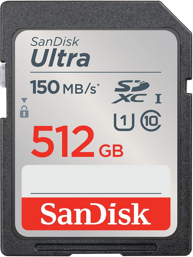 SanDisk SDXC Ultra 512GB 150mb s C10 UHS-I SD-Kaart Zwart