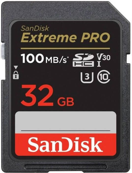 SanDisk SDHC Extreme Pro 32GB 100 90 mb s V30 Rescue Pro DL 2Y Micro SD-kaart Zwart