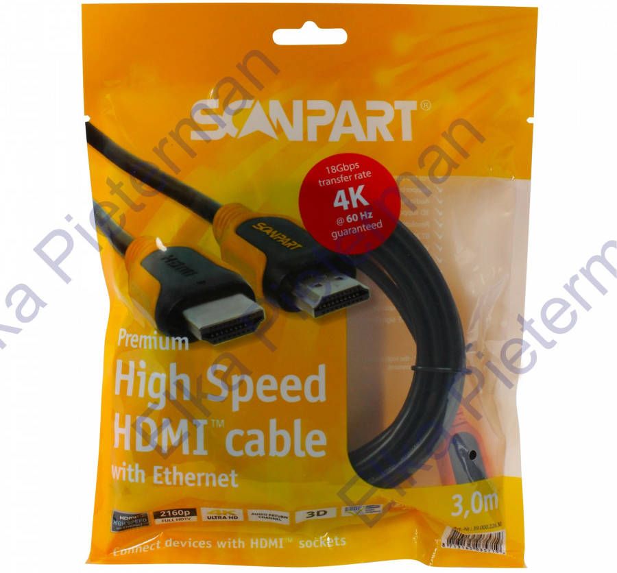 Scanpart Premium High Speed HDMI kabel met Ethernet 3.0m 4K60Hz 18Gbps HDMI kabel