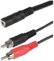 Scanpart audio adapterkabel 3.5mm 2xRCA 0 2m Zwart Mini jack kabel Zwart