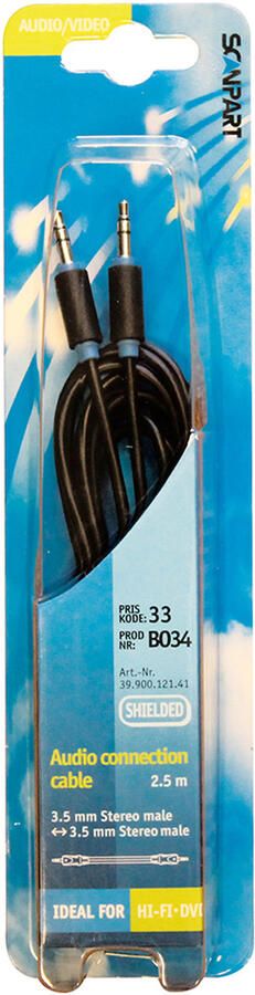 Scanpart audio kabel 3.5mm jack 2 5m Mini jack kabel Zwart