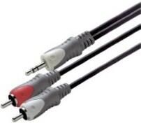 Scanpart audio kabel 3.5mm jack 2xRCA 1 5m Mini jack kabel Zwart