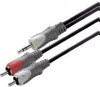Scanpart audio kabel 3.5mm jack 2xRCA 3 0m Mini jack kabel Zwart