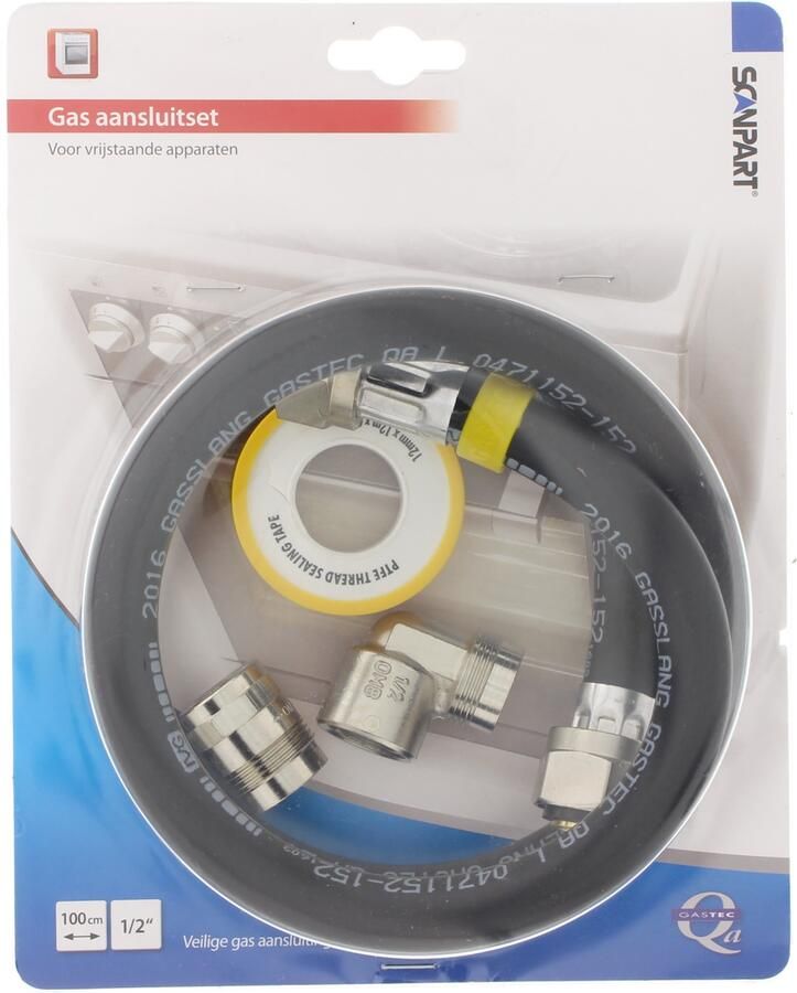 Scanpart gasslang aansluitset 100 centimeter Geschikt voor vrijstaand gasfornuis NL - Foto 2