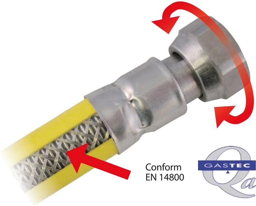 Scanpart gasslang aansluitset 125 centimeter Geschikt voor inbouwapparaten Extra flexibel RVS NL - Foto 3