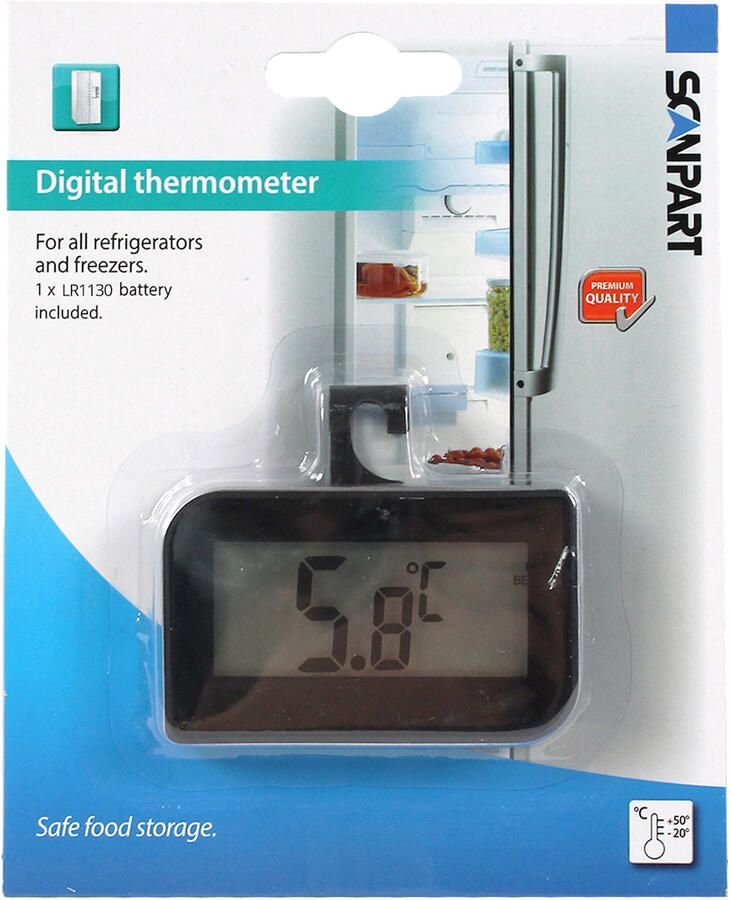 Scanpart digitale thermometer Voor koelkast vriezer diepvries Koelkastthermometer Simpel Meetbereik temperatuur -20°C tot +50°C Inclusief batterij - Foto 4