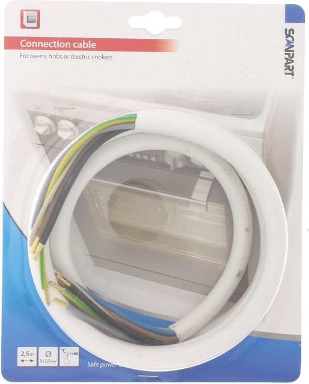 Scanpart oven aansluitkabel 5x2.50mm 2 5m Inbouw accessoire Wit
