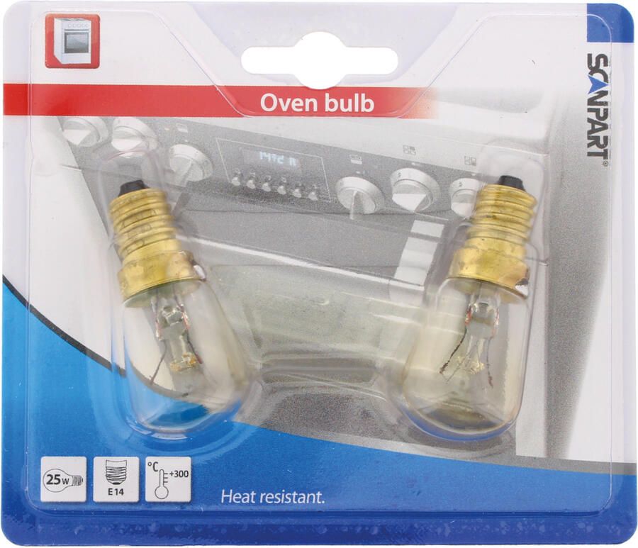 Scanpart ovenlamp E14 25W 300 graden buis 190Lm 2-pack Oven accessoire