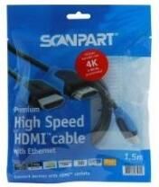 Scanpart Premium High Speed HDMI kabel met Ethernet 1.5m 4K60Hz 18Gbps HDMI kabel