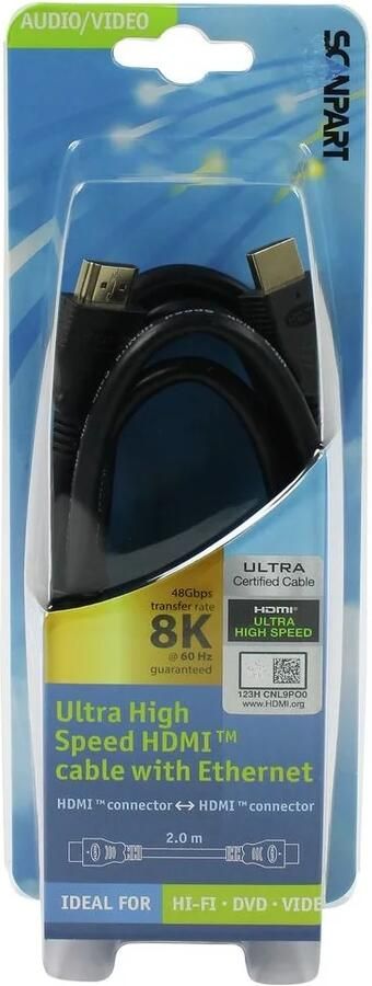 Scanpart Ultra High Speed HDMI kabel met Ethernet 2.0m 8K60Hz 48Gbps HDMI kabel