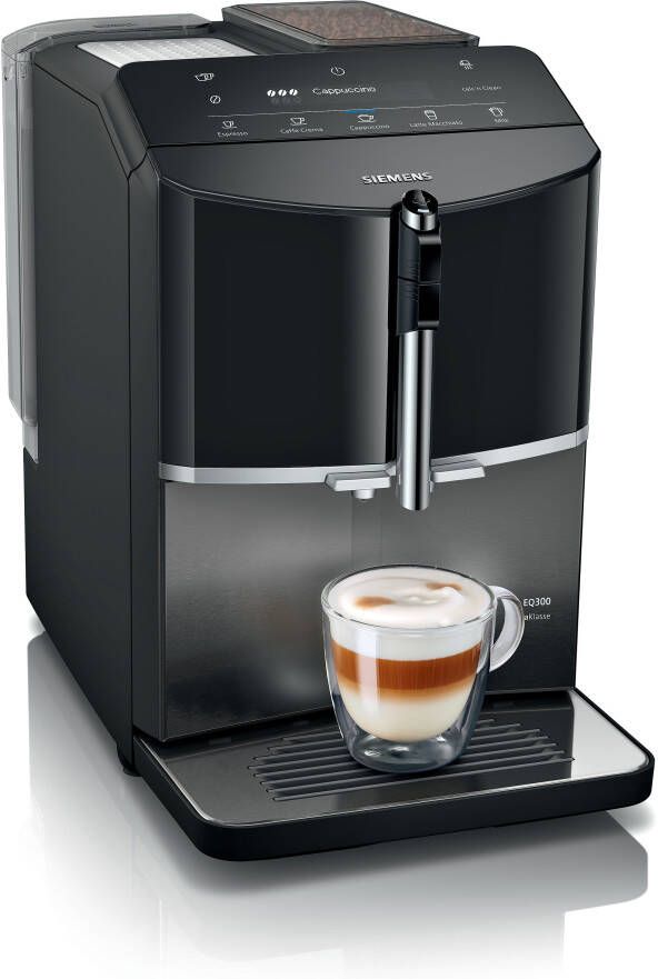 Siemens TF305EF9 EQ300 extraKlasse Espresso volautomaat Donker inox Piano-zwart