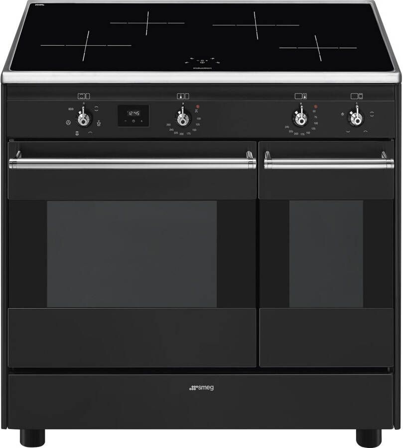 Smeg Concerto CG92IANT9 fornuis Vrijstaand fornuis Inductiekookplaat zones Antraciet A