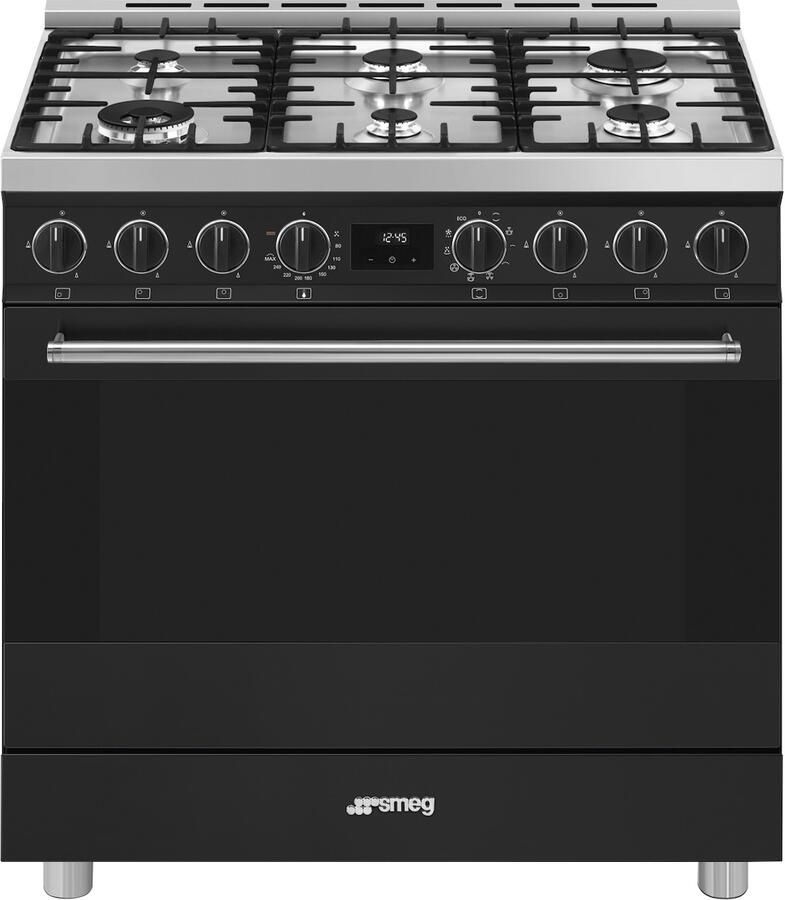 Smeg B91GMMBNLK2 Classici Esthetisch Fornuis met Gas Kookplaat