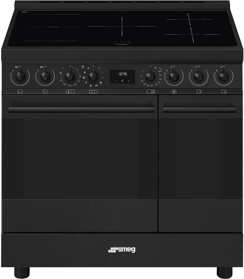 Smeg C92IPN2 Classici Esthetisch Fornuis met Inductie Kookplaat 90 x 60 cm Zwart