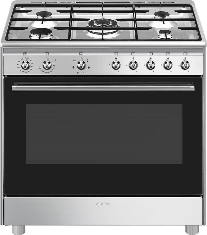 Smeg CX91GMXNLK Classici Esthetisch Fornuis met Gaskookplaat 90 x 60 cm
