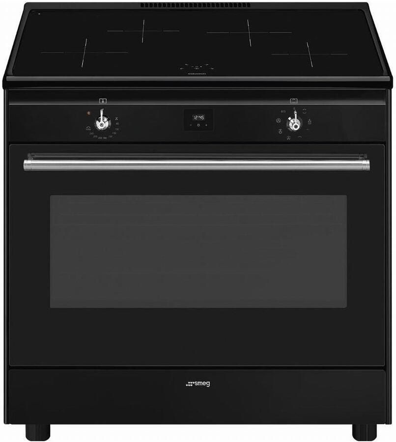 Smeg CX91IMBL Classici Esthetisch Fornuis met Inductie Kookplaat 90 x 60 cm Zwart