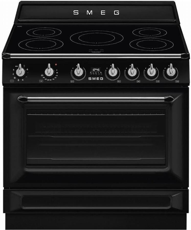 Smeg TR90IMBL Victoria Esthetisch Fornuis met Inductie Kookplaat 90 x 60 cm Zwart