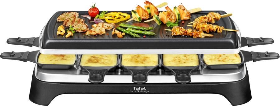 Tefal Raclette RE4588 Ambiance voor maximaal 10 personen inclusief tafelgrill-functie grillplaat antiaanbak gecoat + geschikt voor de vaatwasser 2 meter lange afneembare kabel aan-uitschakelaar