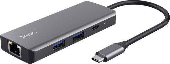 Trust Dalyx 6-in-1 USB-C-adapter USB Hub Zilver