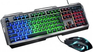 Trust Gaming GXT 845 Tural toetsenbord en muis Zwart US Toetsenbord Zwart