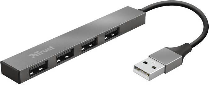 Trust Halyx Aluminium 4-Port Mini USB Hub USB Hub Zilver