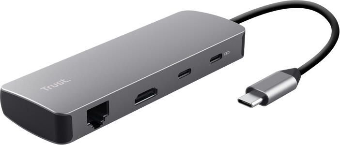 Trust DALYX 8-IN-1 MULTIPORT ADAPTER USB Hub Grijs