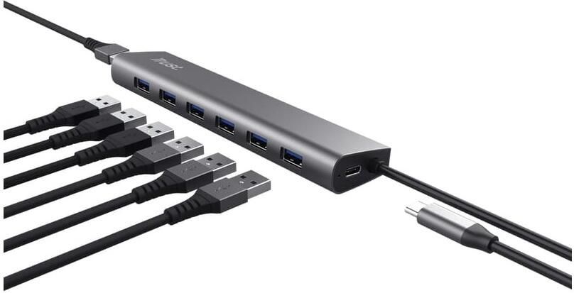 Trust Halyx 7-poorts USB-A Hub USB Hub Zilver