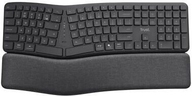 Trust KEYRA ERGO MULTI CONNECT WIRELESS KEYBOARD US Toetsenbord Zwart