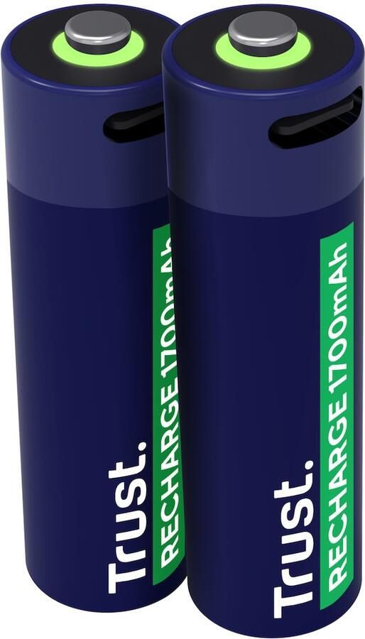 Trust Via USB-C oplaadbare AA-batterijen (2 stuks) Batterij Blauw