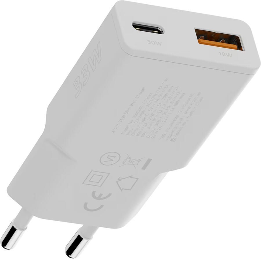 Xtorm Go2 Charger 1xUSB-C 1xUSB-A 33 W Oplader Wit