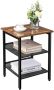 Acaza Bijzettafel met 2 Verstelbare Gaasplanken Kleine Salontafel in Industriële Stijl Vintage Donkerbruin - Thumbnail 2