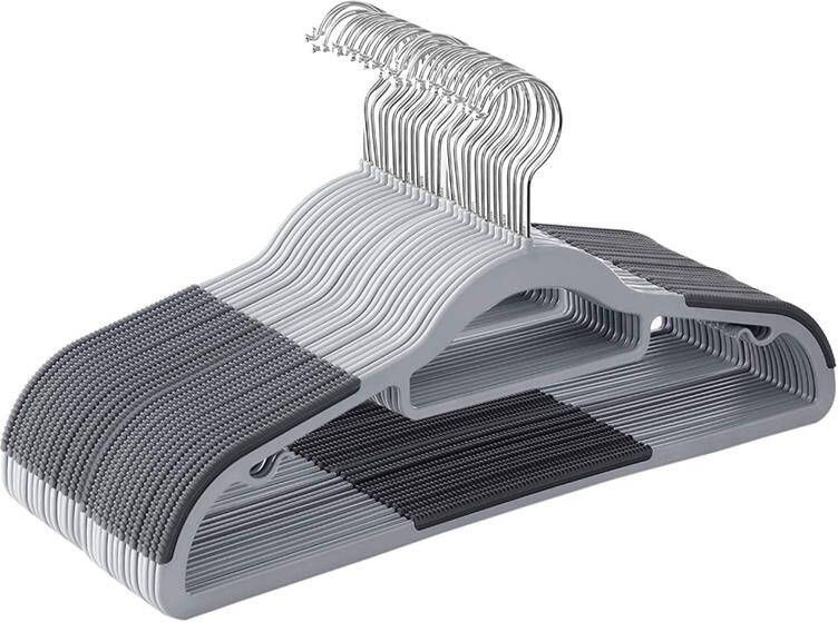 Acaza Kunststof kledinghangers antislip draaibare haak 30 stuks grijs