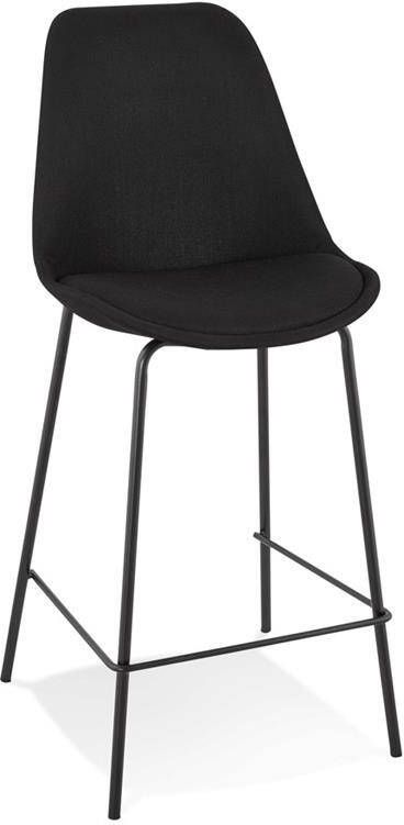 Alterego Design Alterego Halfhoge zwarte stoffen barkruk 'ALOE MINI' met metalen poot