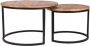 Merkloos Mangohouten Salontafel Set van 2 ronde salontafels industrieel - Thumbnail 2