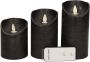 Anna's Collection Set van 3x zwarte LED stompkaarsen met afstandsbediening Woondecoratie LED kaarsen Elektrische kaarsen - Thumbnail 2