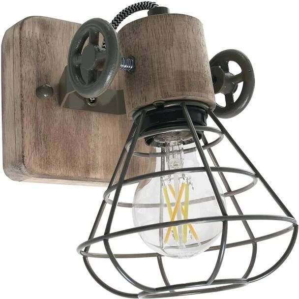 Anne Lighting spot Guersey groen hout metaal opbouwspot E27 1578G