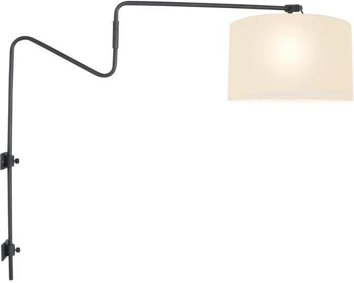 Anne Lighting wandlamp Linstrom zwart linnen metaal schemerlamp E27 3719ZW