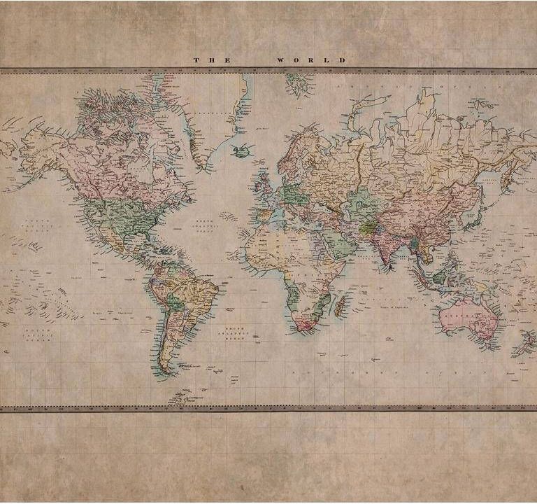 Art For the Home Fotobehang Vintage World Map 280x300cm